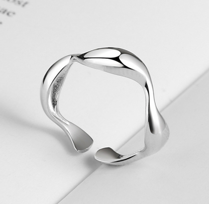 silver irrregular wavy ring