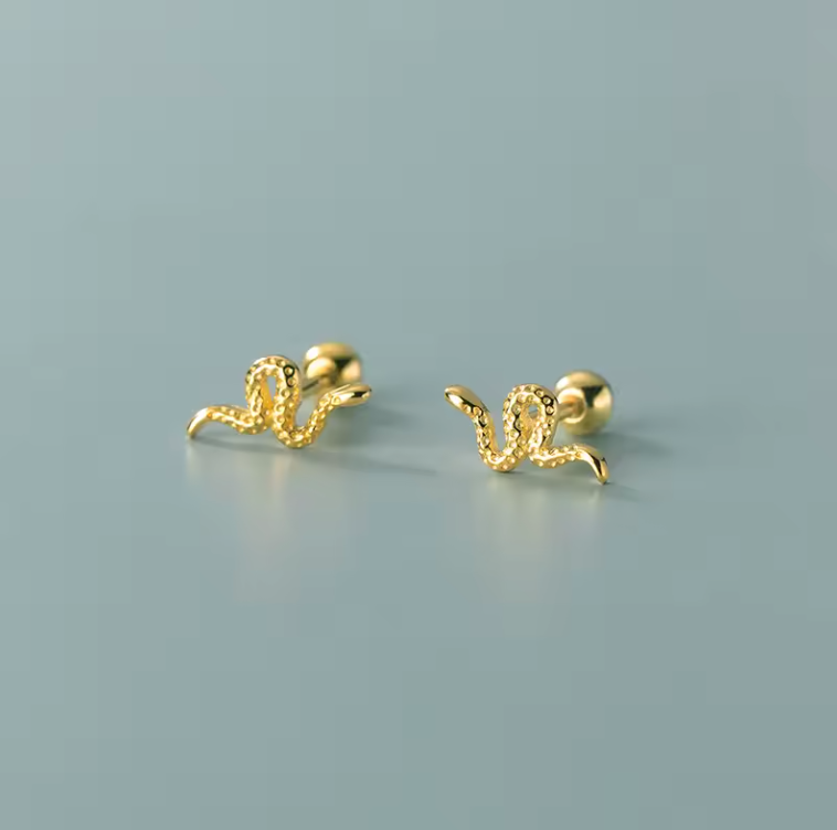 snake barbell studs gold