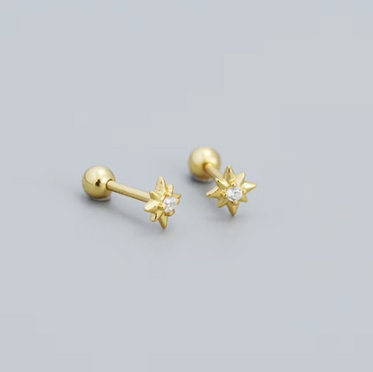 star barbell studs in gold