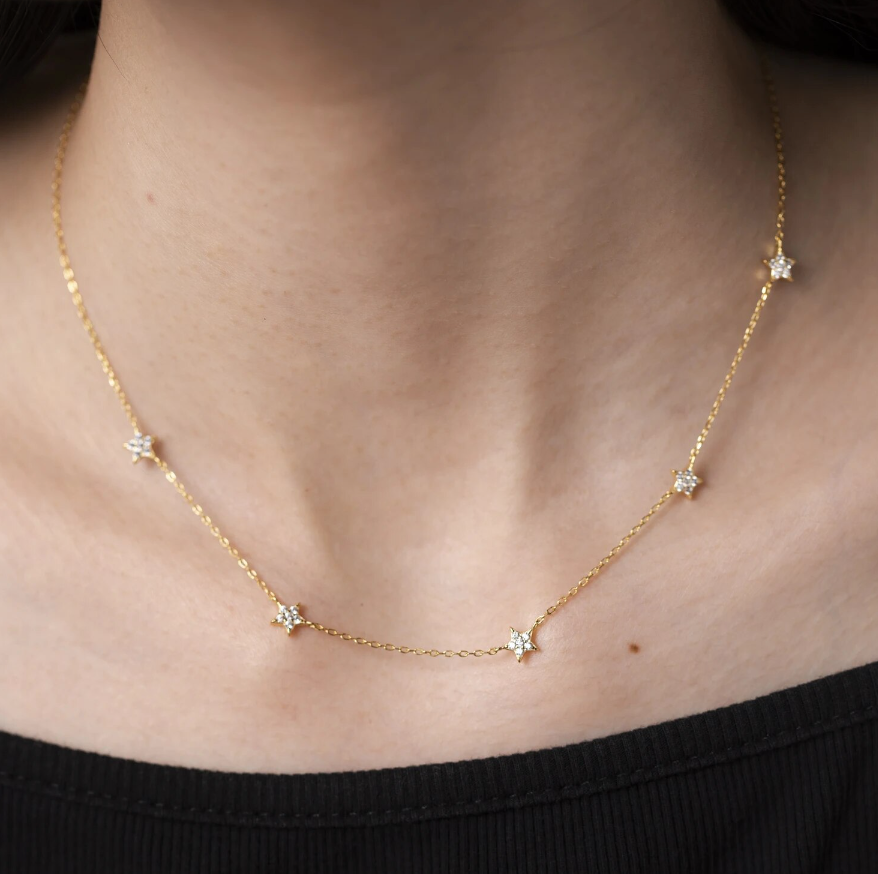 star charm necklace model shot