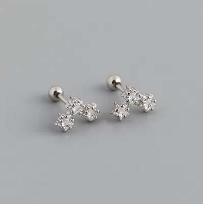 star cluster barbell earrings silver