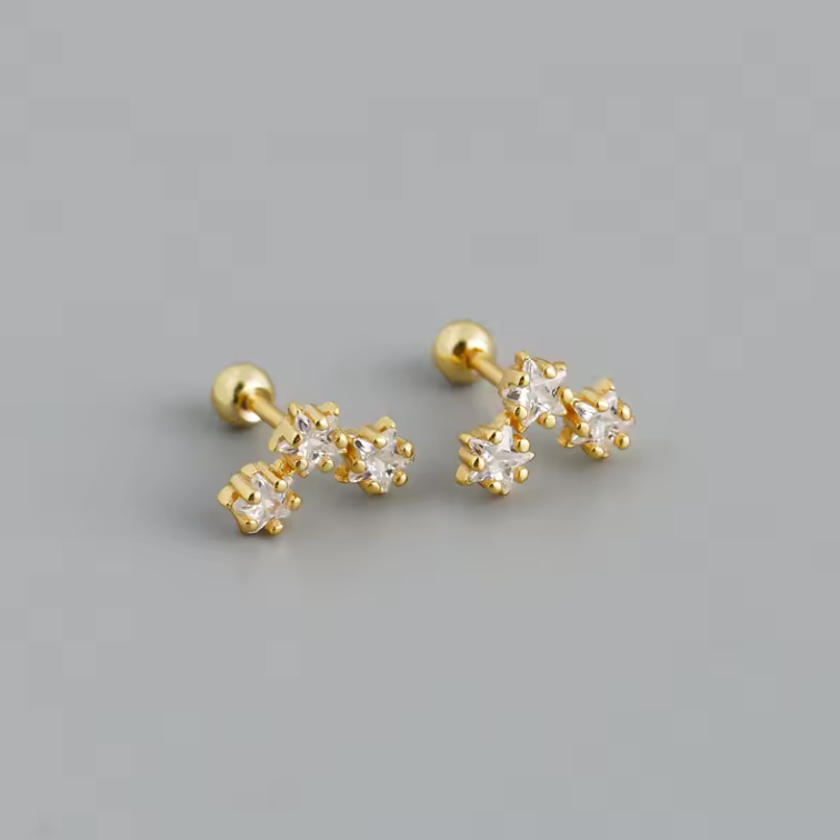 star cluster barbell stud earrings gold