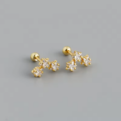 star cluster barbell stud earrings gold
