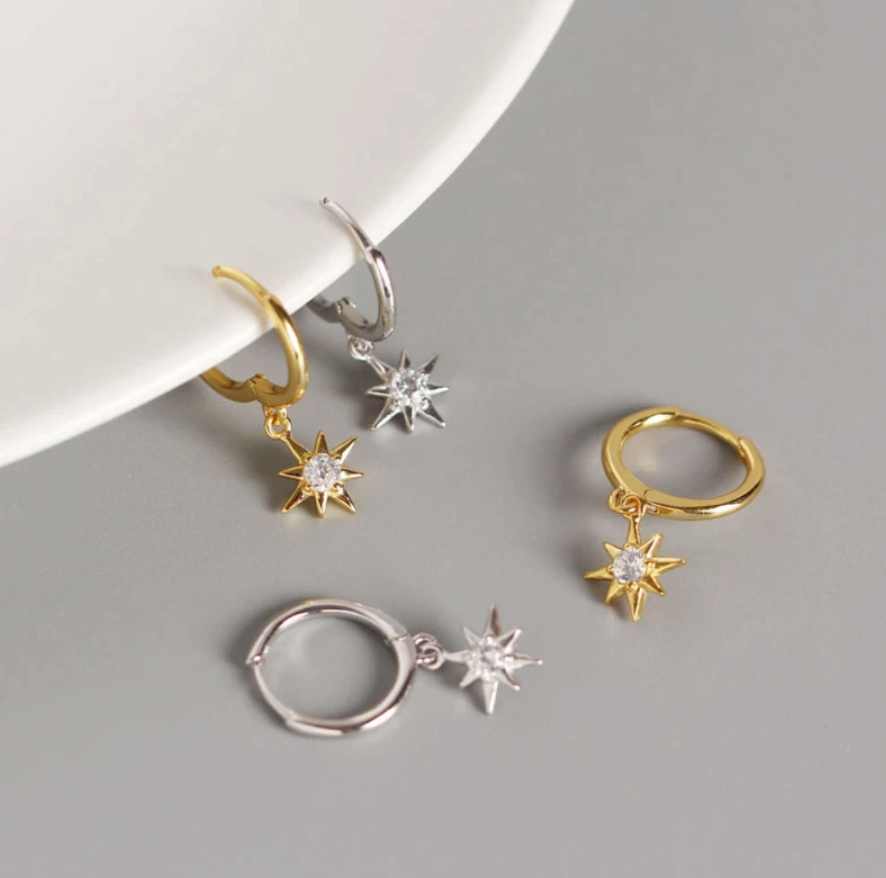 star huggie earrings both cols