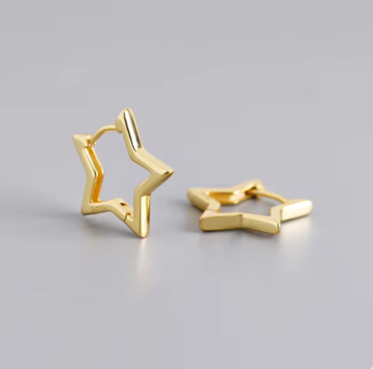 star huggie hoops gold