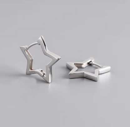 star huggie hoops silver