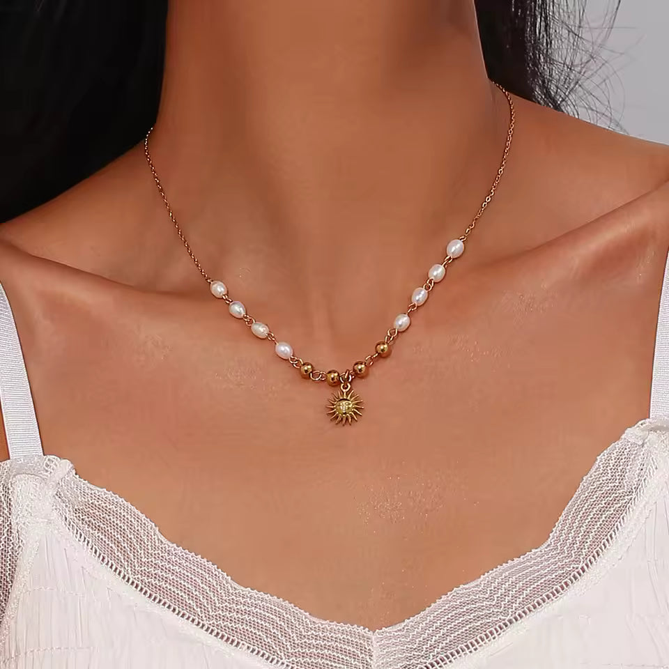 Pearl sun necklace