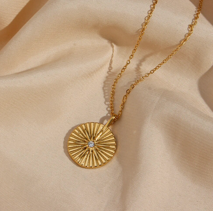 sunray circle necklace with stone