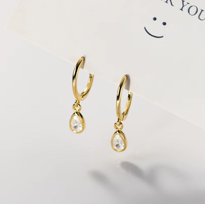 tear drop huggie hoops gold