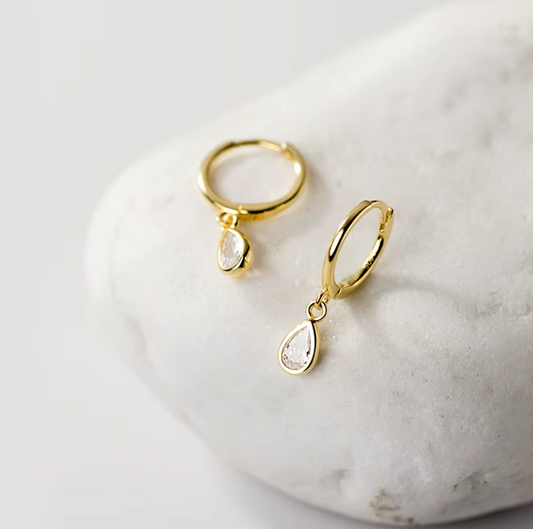 tear drop huggie hoops main image