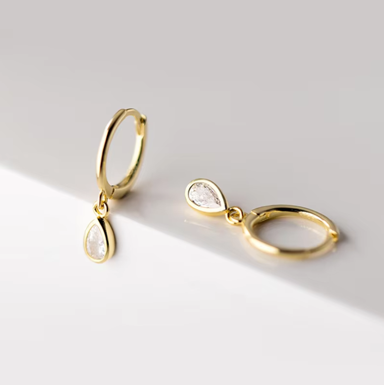 tear drop huggie hoops