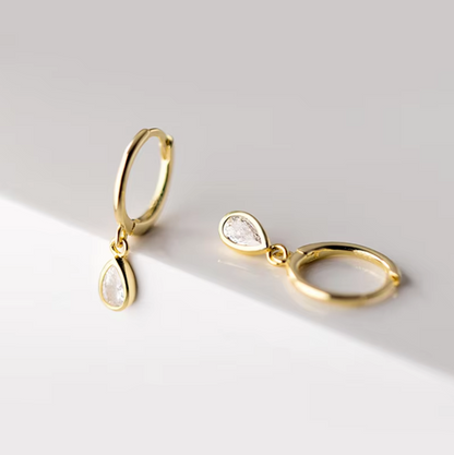 tear drop huggie hoops