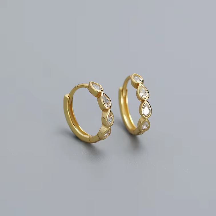 Teardrop gem hoops