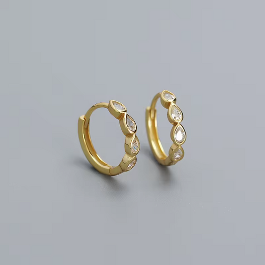 Teardrop gem hoops