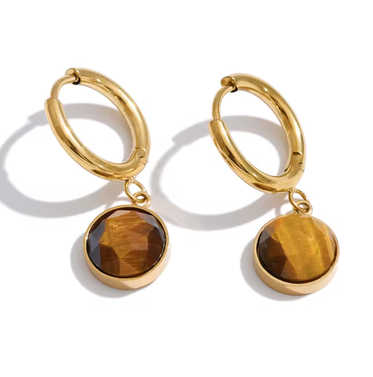 Tiger's eye drop earrings