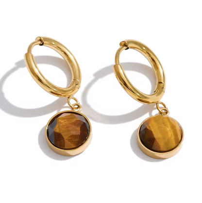Tiger's eye drop earrings