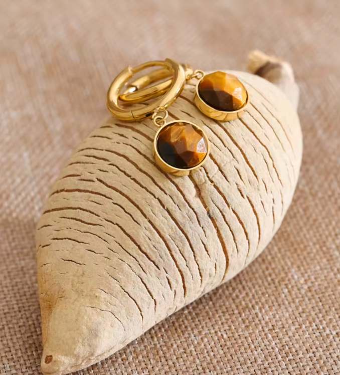 Tiger's eye drop earrings