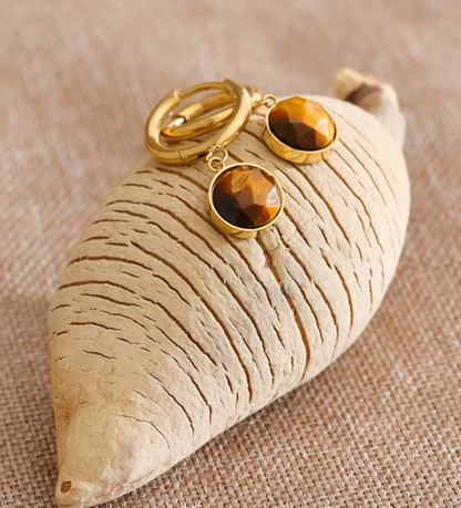 Tiger's eye drop earrings