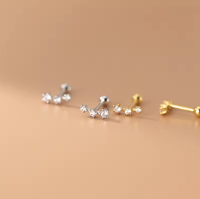 Trio gem barbell studs