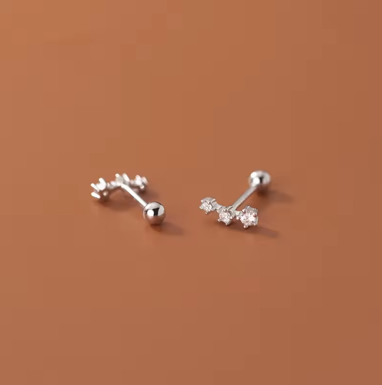 Trio gem barbell studs