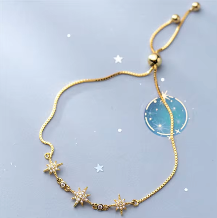 triple star bracelet gold