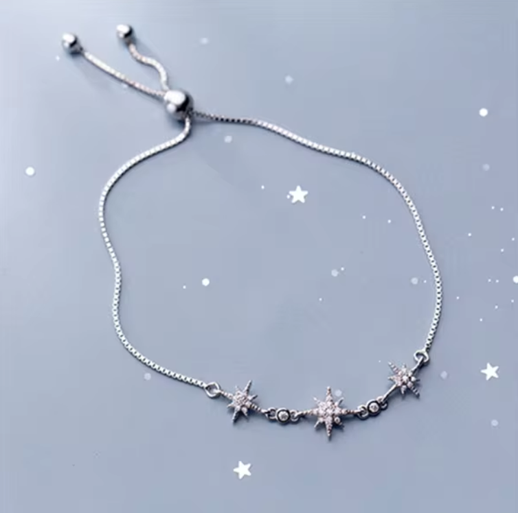 triple star bracelet silver