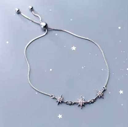 triple star bracelet silver