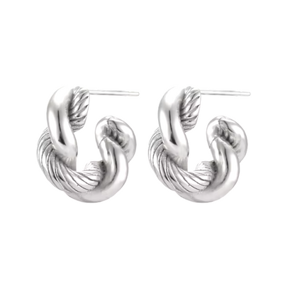 twist hoop earrings silver