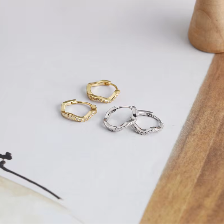 wavy gem hoops both colours