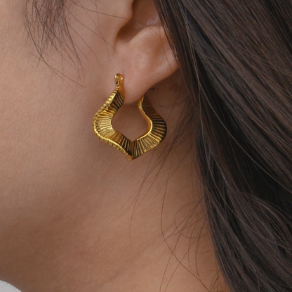 wavy hoop earrings model shot