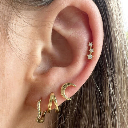 Moon barbell stud earrings