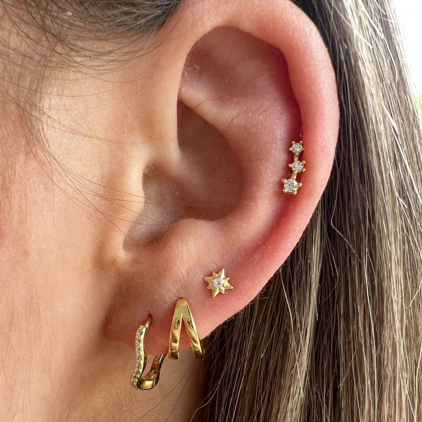 Trio gem barbell studs