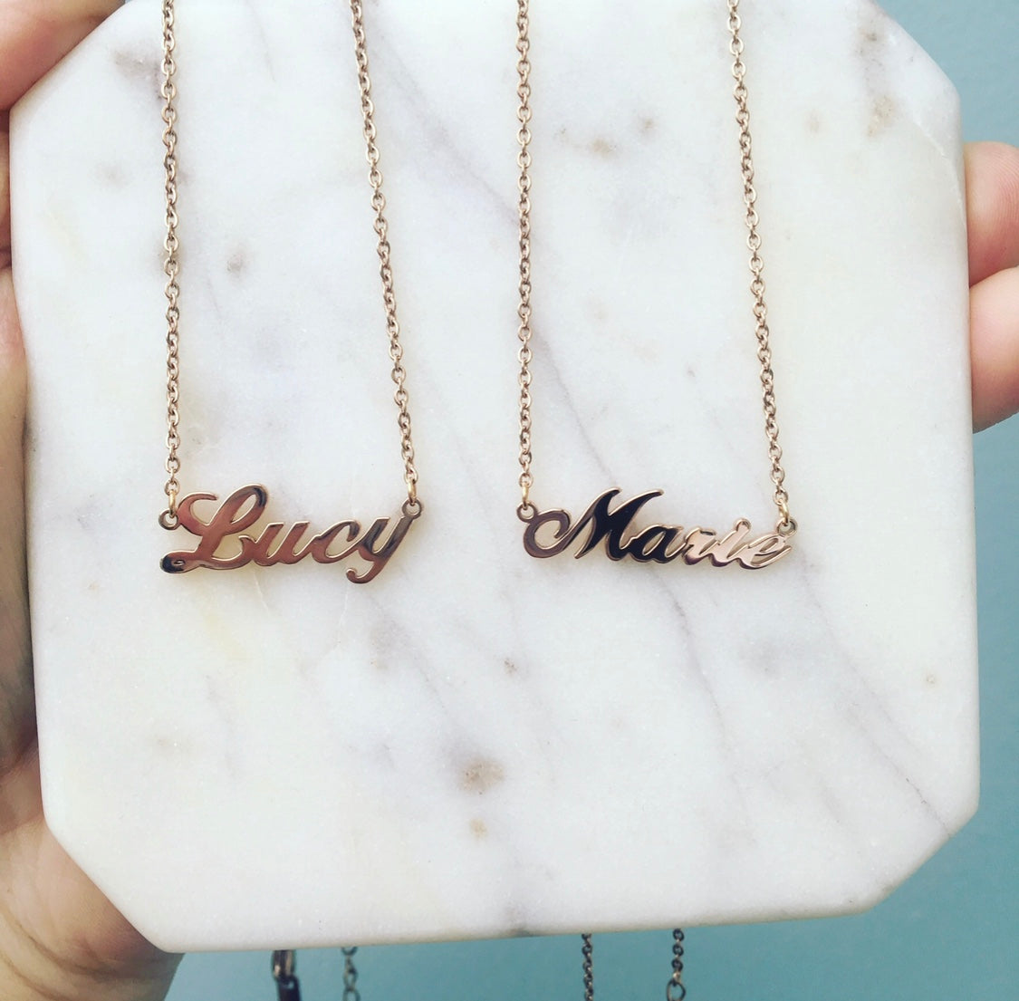 x2 rose goldnamenecklace